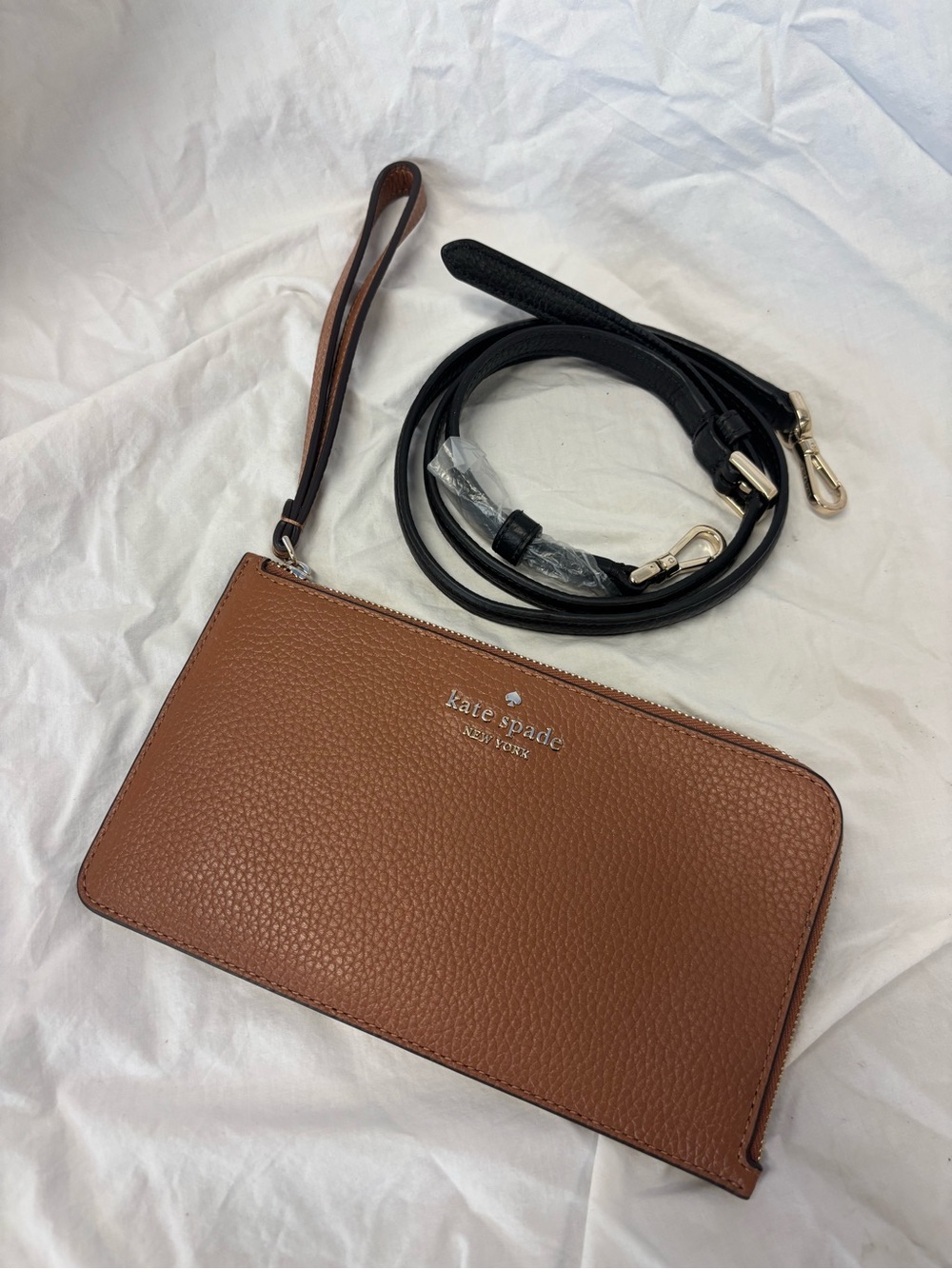 kate spade Brown Leather Wristlet and Black Leather Crossbody Strap